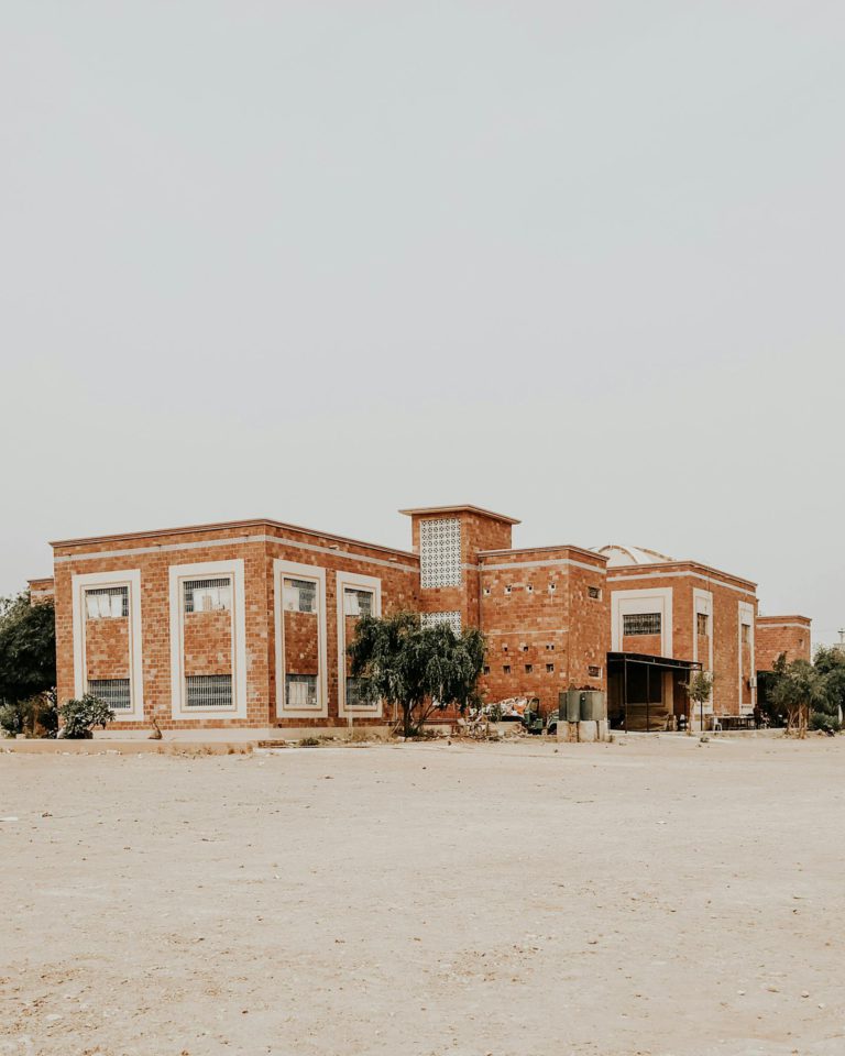 Exterior view of a museum in Jamshoro, Sindh, featuring unique architectural design.